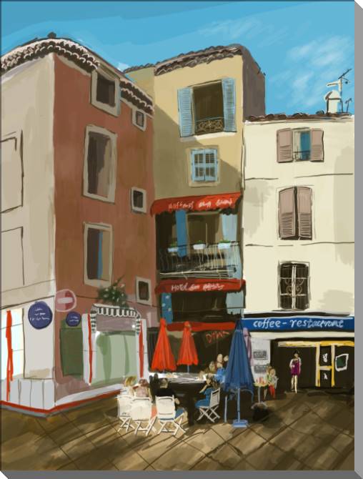 Купить и печать на заказ Картины на пластике, пеноркартоне Кофейня цифровое искусство