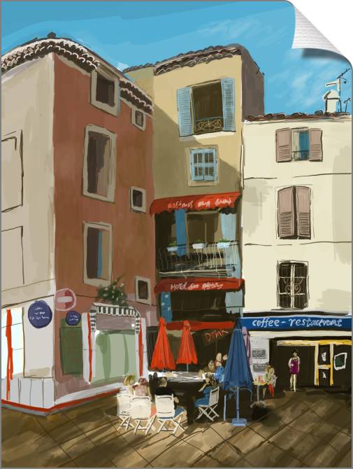 Купить и печать на заказ Картины на холсте Кофейня цифровое искусство