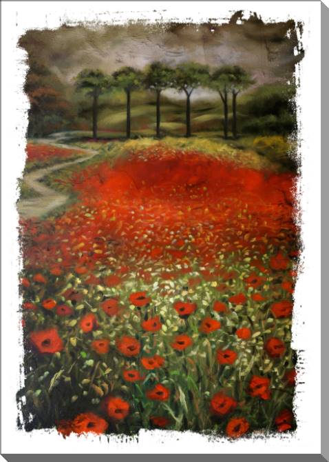 Купить и печать на заказ Картины на пластике, пеноркартоне Маковое поле текстурная живопись