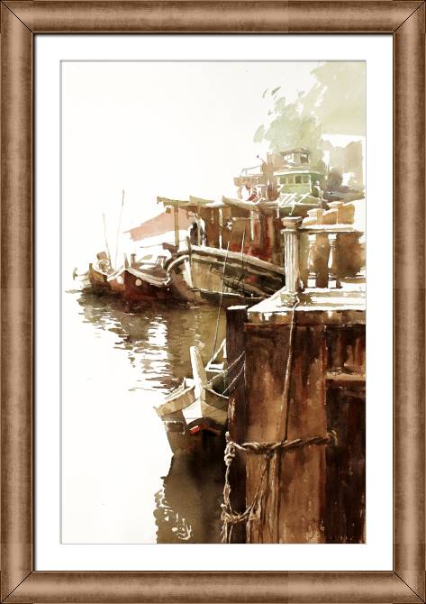 Paintings on canvas Watercolor painting pier