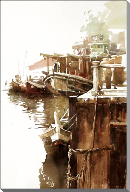 Купить и печать на заказ Картины на пластике, пеноркартоне Акварельный рисунок пирса