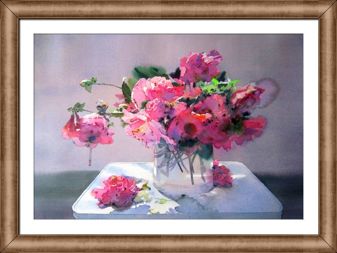 Paintings on canvas Watercolor bouquet in pink tones