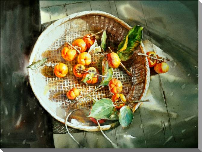 Купить и печать на заказ Картины на пластике, пеноркартоне Хурма в сите на солнечном свету