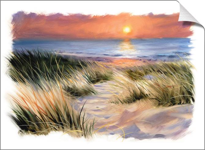 Купить и печать на заказ Картины на холсте Дюны на пляже на закате