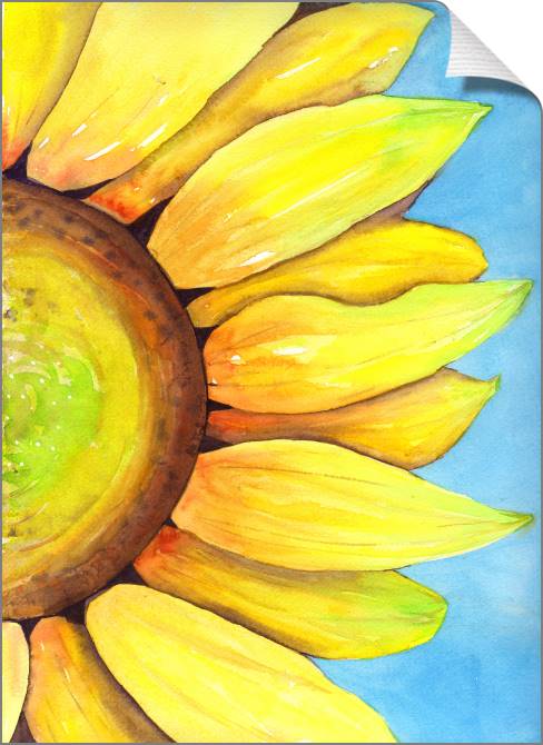 Купить и печать на заказ Картины на холсте Подсолнух акварельный 