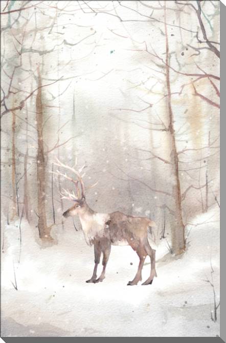 Купить и печать на заказ Картины на пластике, пеноркартоне Олень в лесу акварель