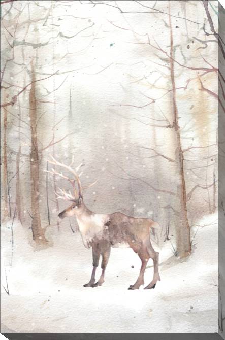 Картины на холсте Deer in the forest watercolor