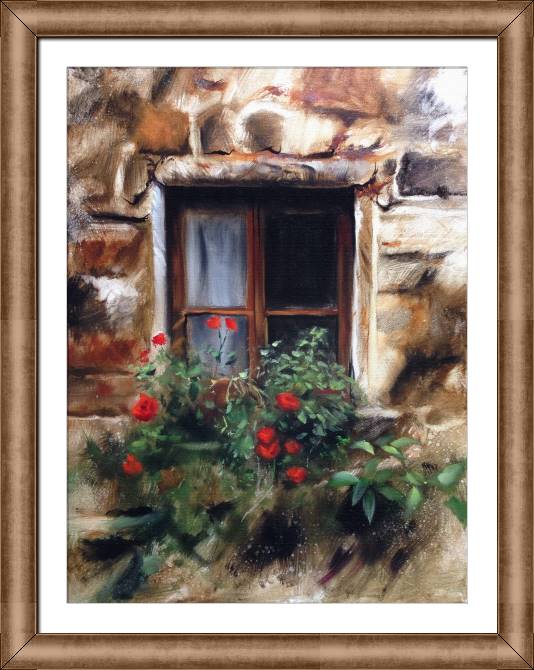 Paintings on canvas Picturesque window with flowers