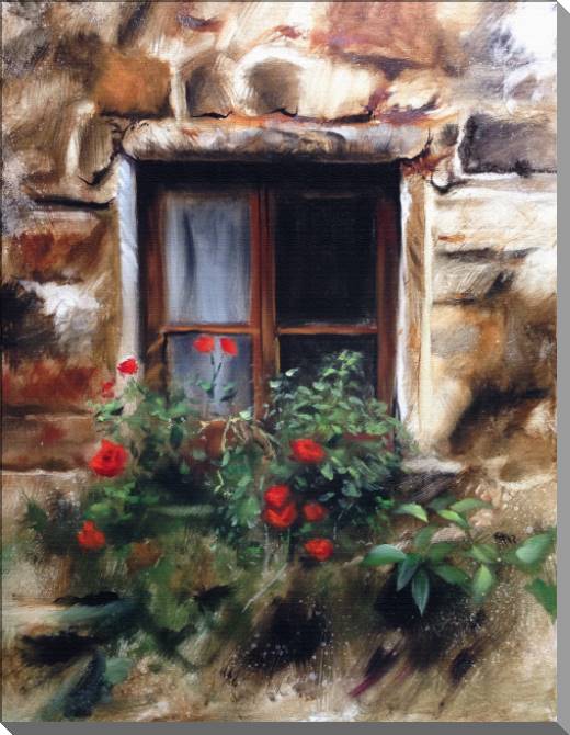 Купить и печать на заказ Картины на пластике, пеноркартоне Живописное окно с цветами