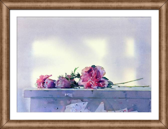 Картины в рамке, багете Delicate bouquet watercolor painting