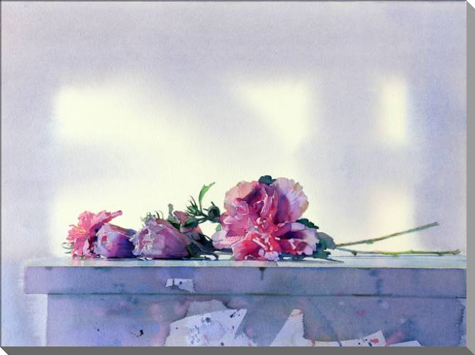 Купить и печать на заказ Картины на пластике, пеноркартоне Нежный букет акварельная живопись