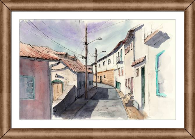 Картины в рамке, багете The sun-drenched street of the old town