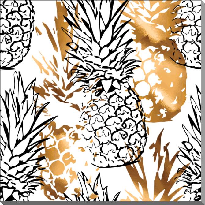 Купить и печать на заказ Картины на пластике, пеноркартоне Узор из ананасов с золотом