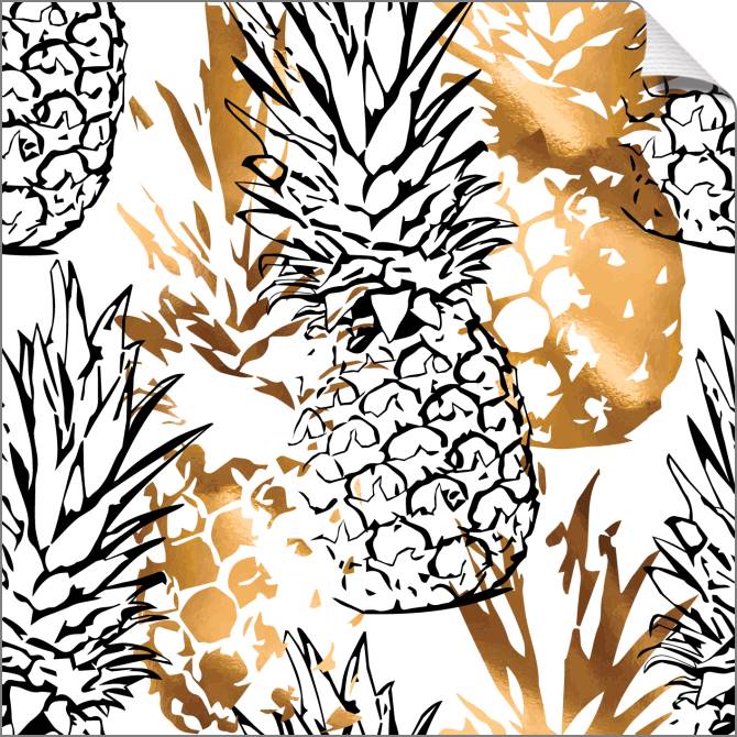 Купить и печать на заказ Картины на холсте Узор из ананасов с золотом