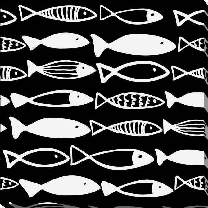 Картины на холсте Black-and-white pattern of the fish
