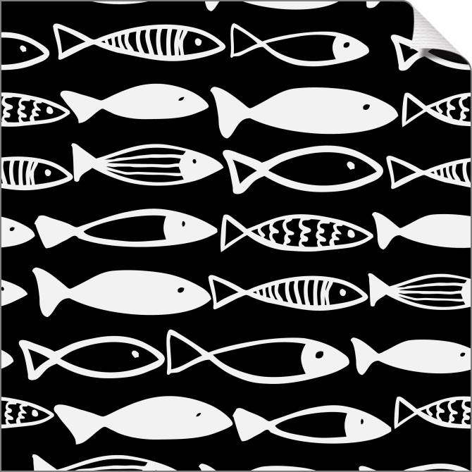 Купить и печать на заказ Картины на холсте Черно-белый узор из рыбок