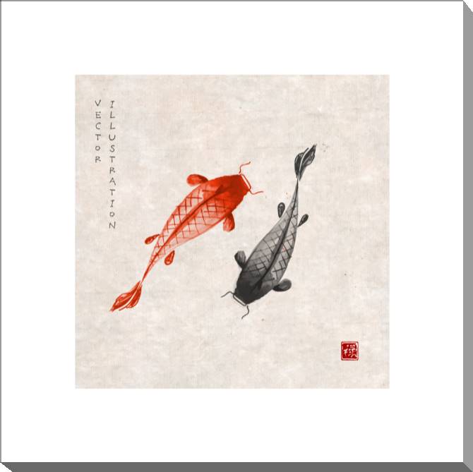 Картины на холсте Vector illustration of Chinese fishes