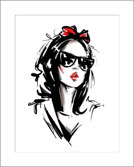 Купить и печать на заказ Картины, фото с паспарту Девушка с бантом