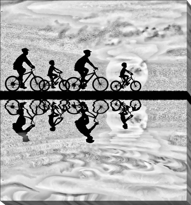 Paintings on canvas Family on bike ride