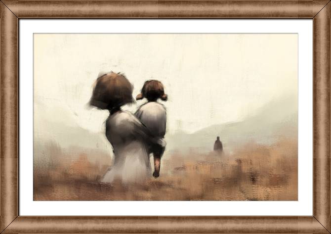 Paintings on canvas Mother and daughter digital illustration