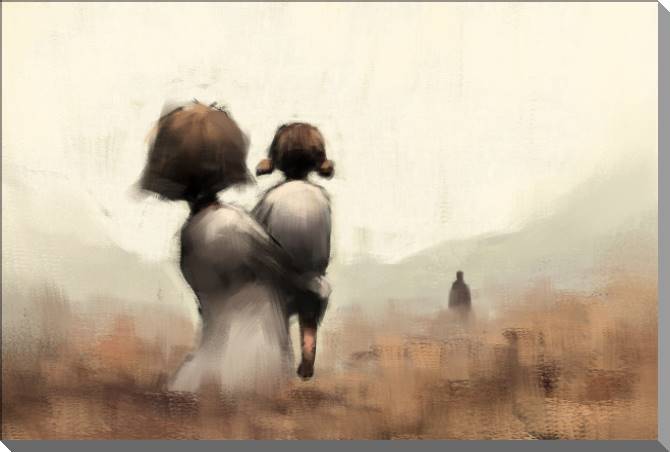 Купить и печать на заказ Картины на пластике, пеноркартоне Мама с дочкой цифровая иллюстрация