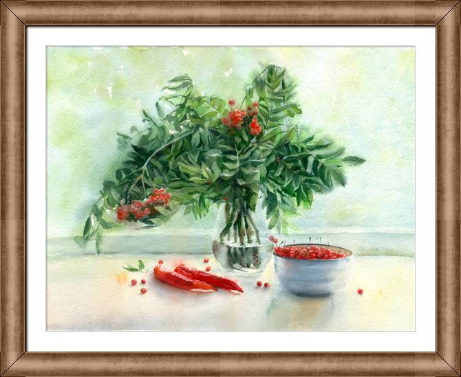 Paintings on canvas Watercolor still life with peppers