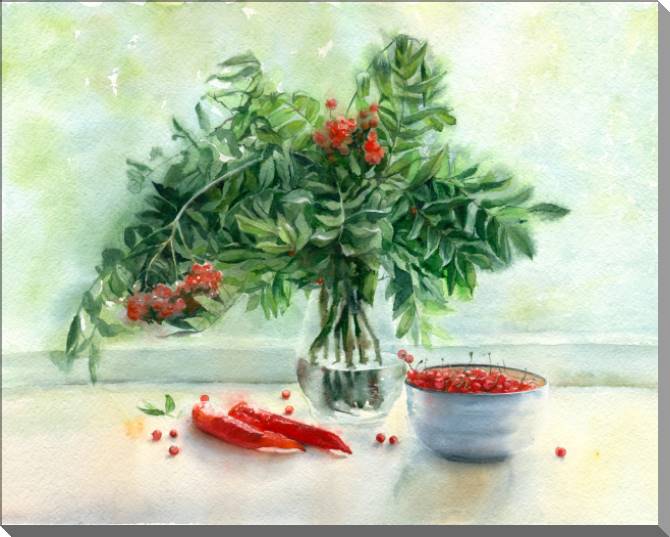 Купить и печать на заказ Картины на пластике, пеноркартоне Акварельный натюрморт с перцами