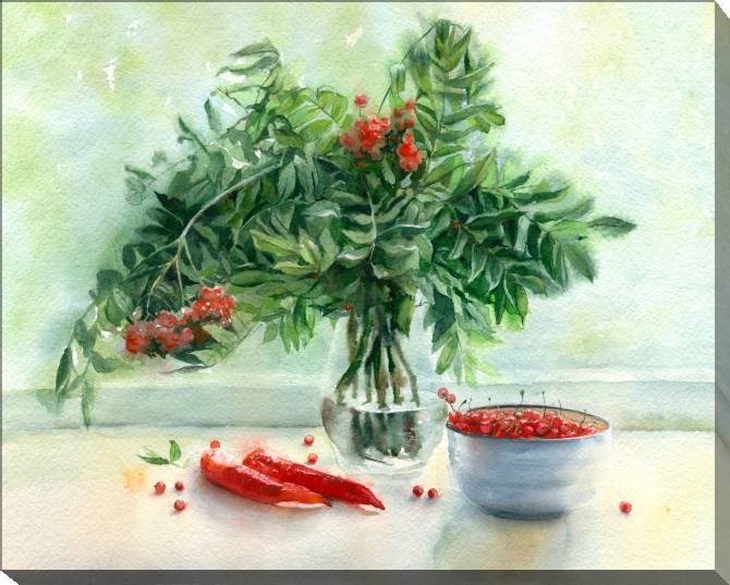 Купить и печать на заказ Картины на холсте Акварельный натюрморт с перцами