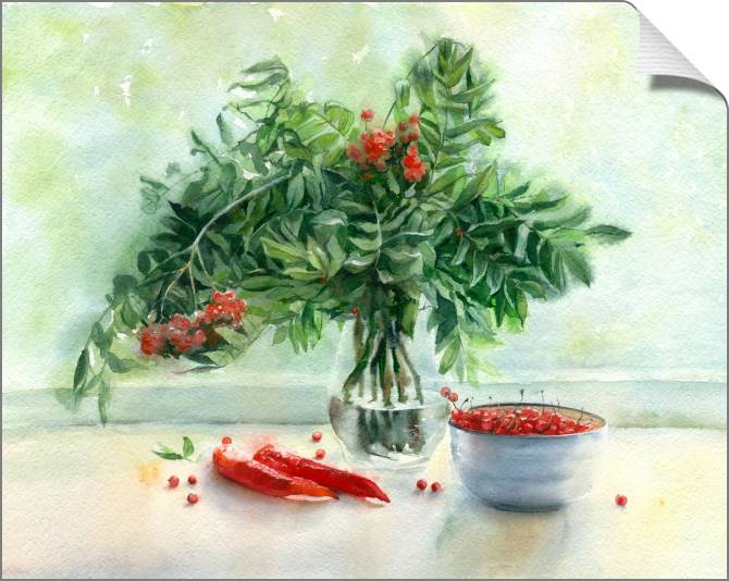 Купить и печать на заказ Картины на холсте Акварельный натюрморт с перцами