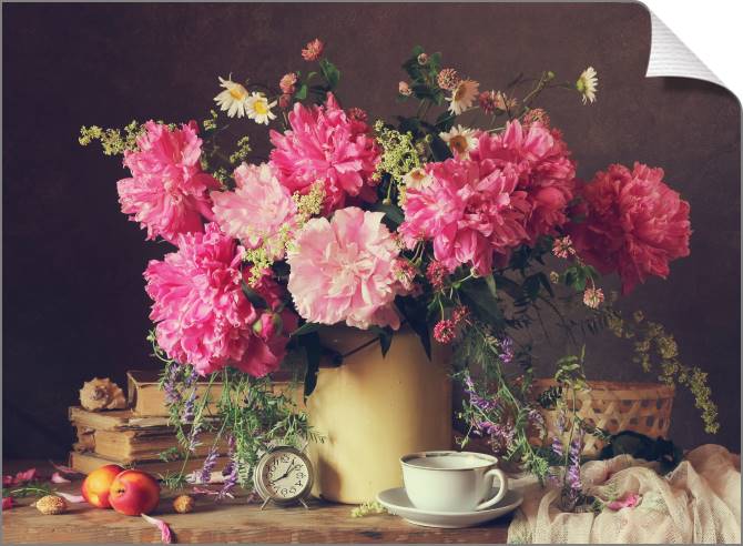 Купить и печать на заказ Картины на холсте Ретро фото с пионами