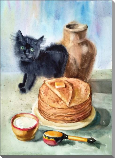 Купить и печать на заказ Картины на пластике, пеноркартоне Натюрморт с блинами