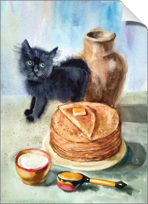 Купить и печать на заказ Картины на холсте Натюрморт с блинами