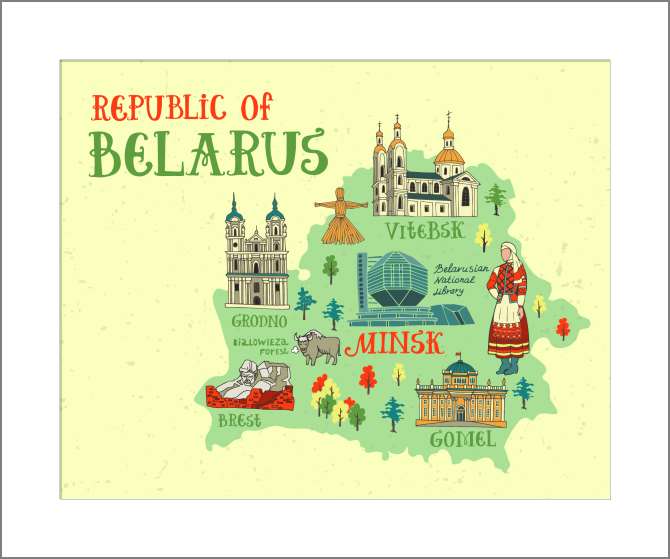 Paintings, photos from Passepartout Map of tourist attractions of Belarus