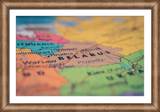 Paintings on canvas Belarus on the map macro