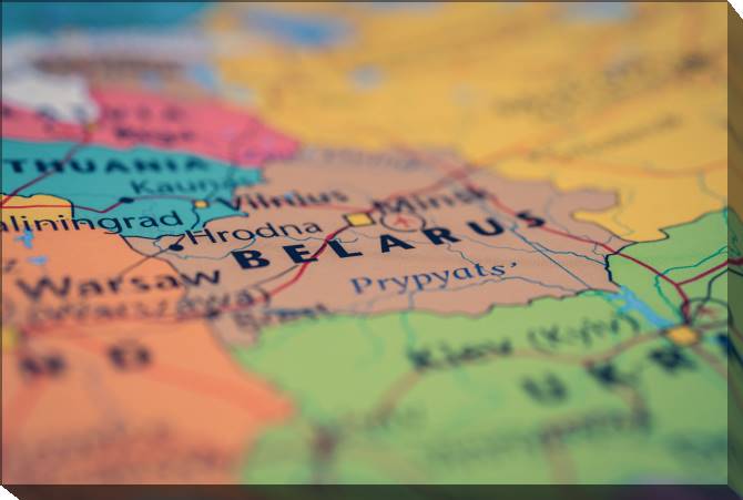 Paintings on canvas Belarus on the map macro