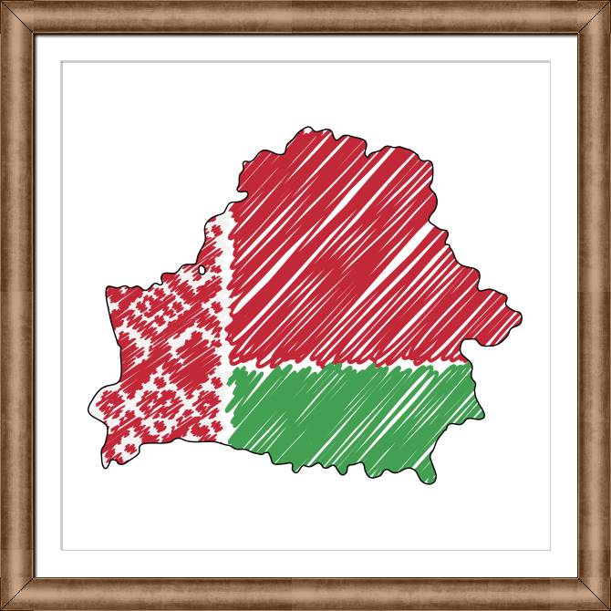 Paintings on canvas Map of Belarus with flag sketch