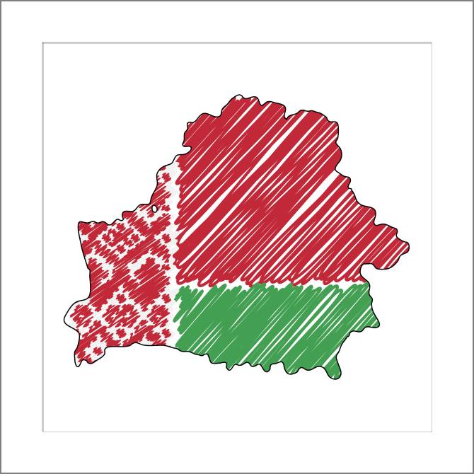 Купить и печать на заказ Картины Карта Беларуси эскиз с флагом