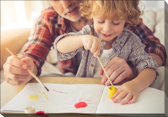 Картины на холсте Dad and son draw