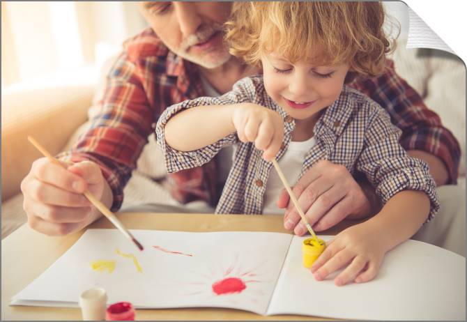 Купить и печать на заказ Картины на холсте Папа с сыном рисуют