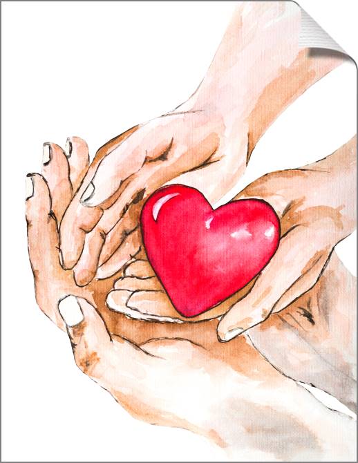 Купить и печать на заказ Картины на холсте Сердце в руках акварель