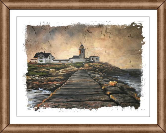 Paintings on canvas Coast with a lighthouse in the cloudy weather