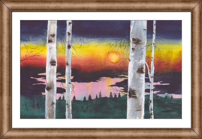 Paintings on canvas Sunset in a birch forest