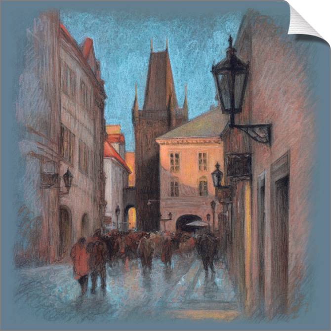 Купить и печать на заказ Картины на холсте Рисунок карандашный Прага