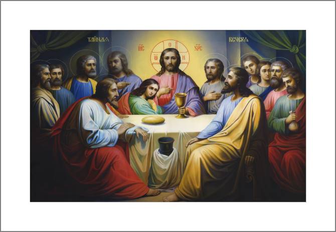 Картины, фото с паспарту The icon of the last supper