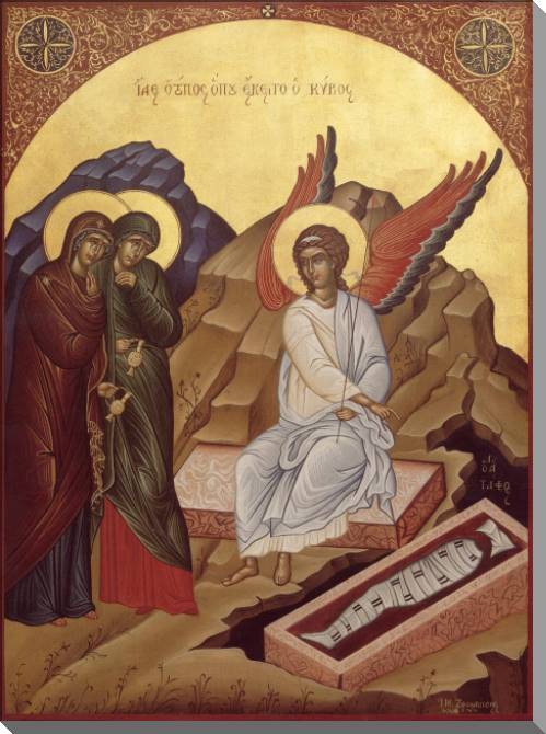 Купить и печать на заказ Картины на пластике, пеноркартоне Икона мироносицы и ангел