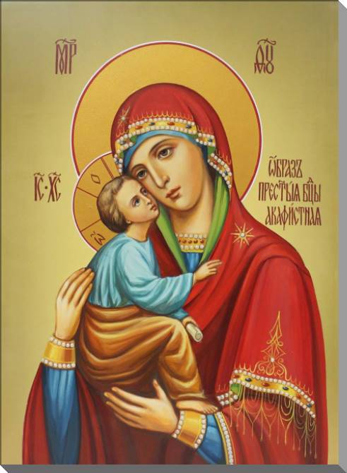 Купить и печать на заказ Картины на пластике, пеноркартоне Акафистная Хиландарская икона Божией Матери