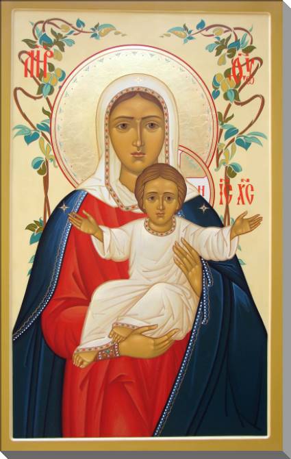 Купить и печать на заказ Картины на пластике, пеноркартоне Икона Аз Есмь С Вами И Никтоже На Вы с растительным узором