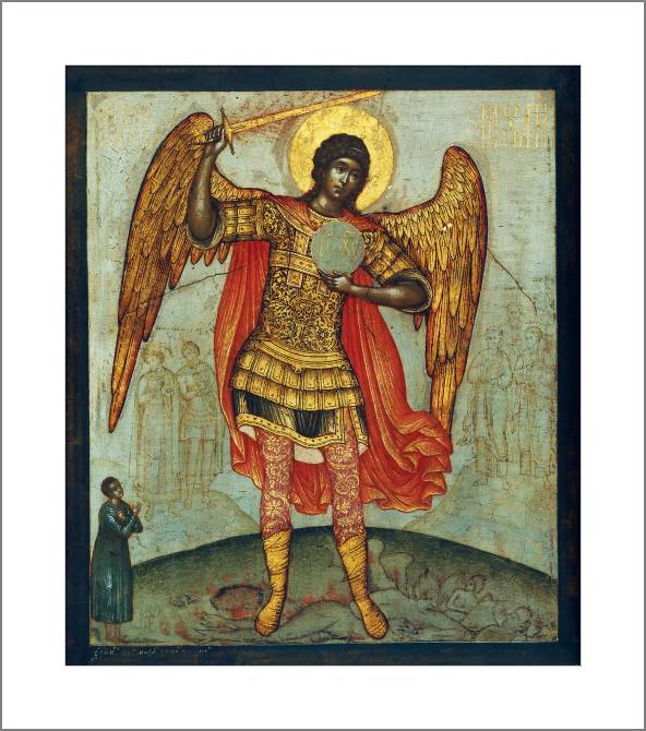 Картины, фото с паспарту Icon of the Archangel Michael trampling the devil
