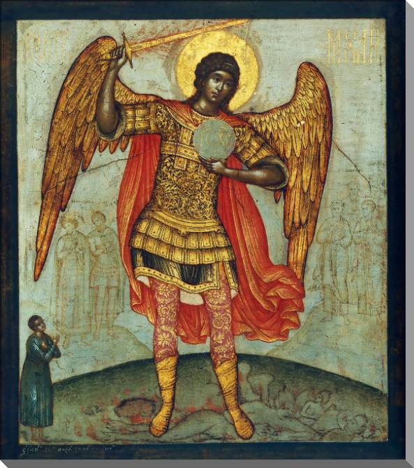 Купить и печать на заказ Картины на пластике, пеноркартоне Икона Архангел Михаил, попирающий диавола