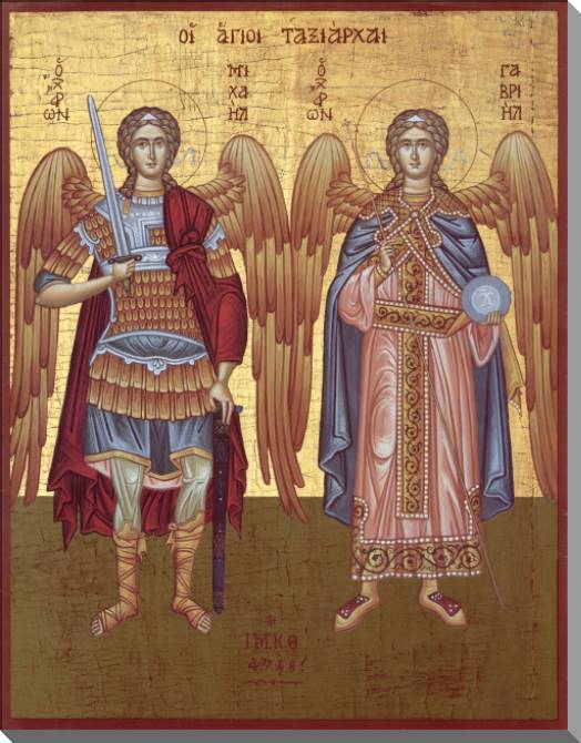 Купить и печать на заказ Картины на пластике, пеноркартоне Икона Архангелы Михаил и Гавриил